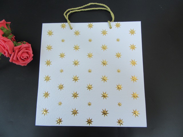 10Pcs HQ White Paper Gift Bag with Star 33x32.7x12cm - Click Image to Close